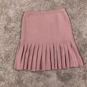 Mauve Wool Pleated Mini Skirt